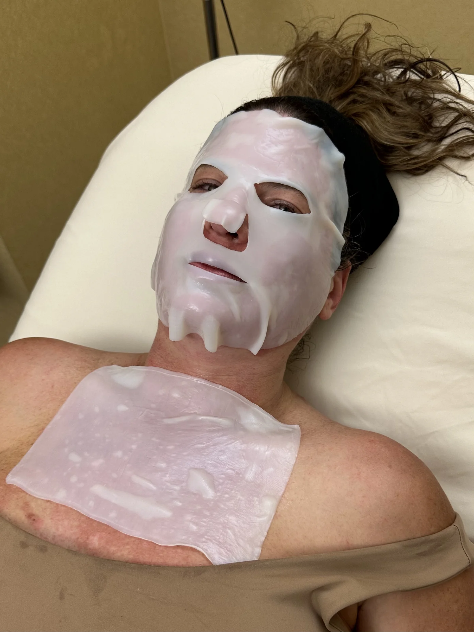 A hydrating sheet-mask step during a Renewal Ritual at Reviv Med Spa, Millbrae, California