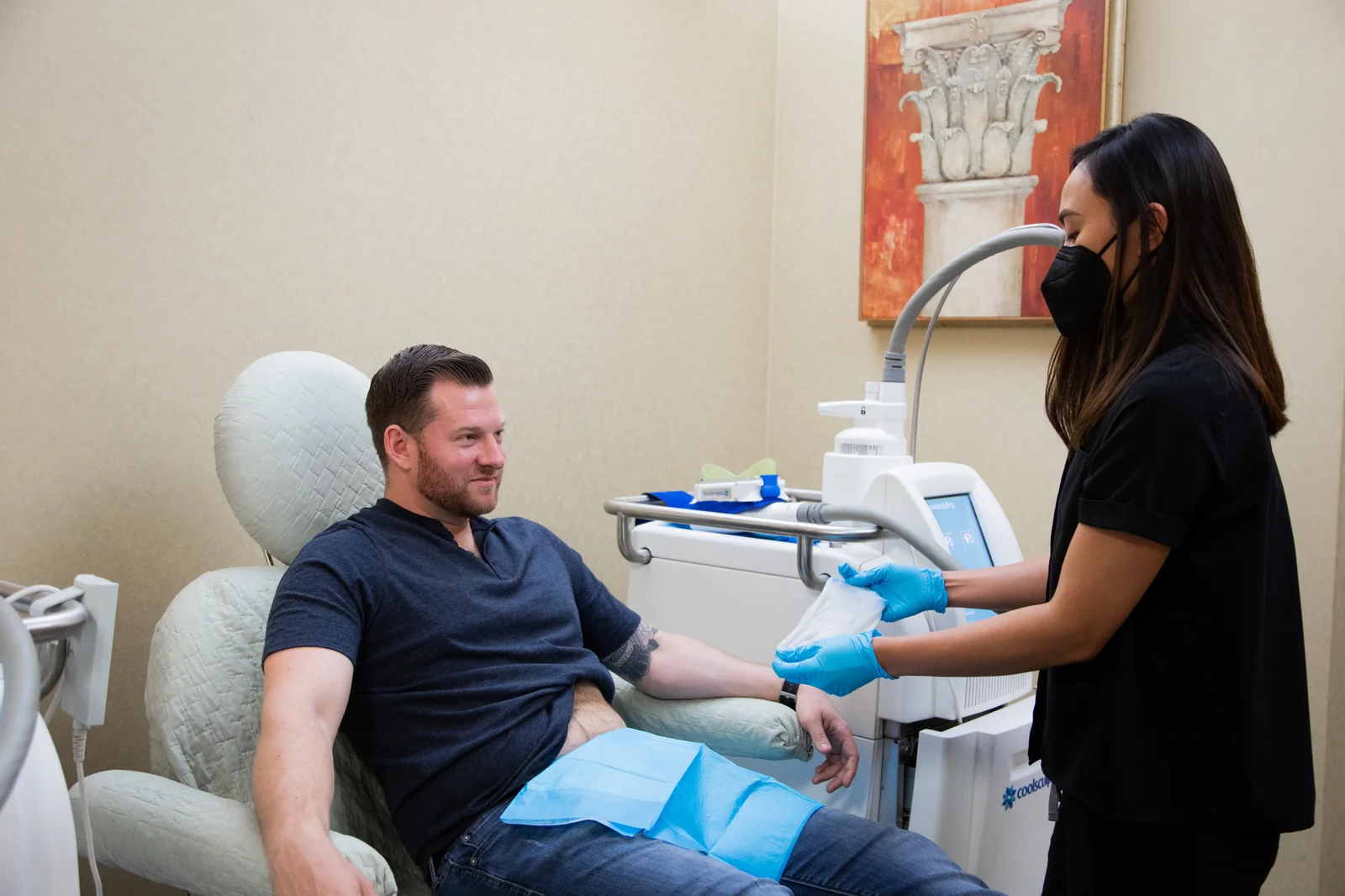 A male patient receiving treatment at Reviv Med Spa, Millbrae