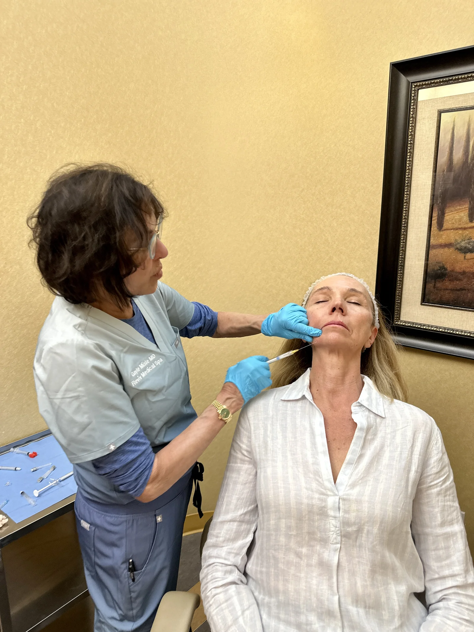 Provider preparing a patient for Sylfirm X RF microneedling treatment